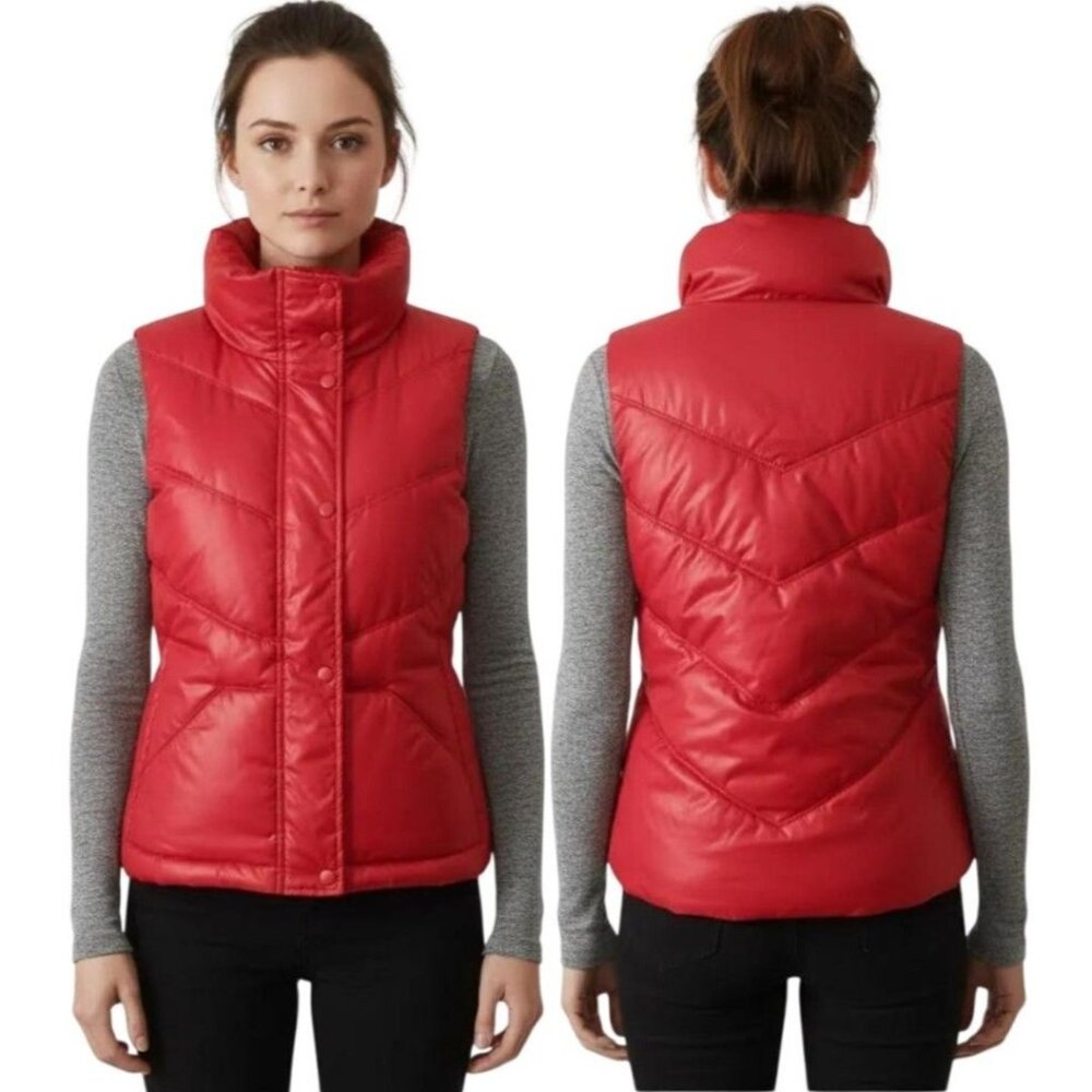 Old Navy Women’s Red Quilted Frost-Free Sleeveless‎ Winter Puffer Vest Red Small